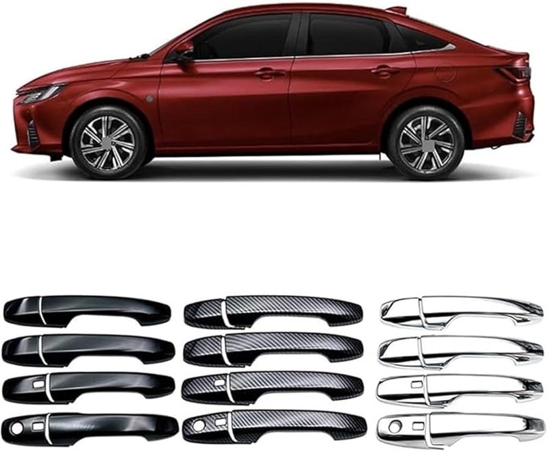 Carbon Fiber Print Exterior Door Handle Cover For Toyota Yaris Ativ Vios 2022 Smart Keyhole Lock - Image 4