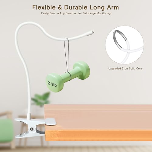 GAHOGA Baby Monitor Clip Mount for HelloBaby HB6550/HB6560/HB6148/HB6240//HB66/HB6339, ANMEATE SM935E – Adjustable Clamp Baby Camera Holder Stand, No Drilling, Flexible Mount for Cribs, Desks, and Shelves - Image 3