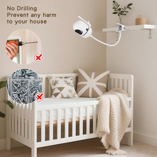 GAHOGA Baby Monitor Clip Mount for HelloBaby HB6550/HB6560/HB6148/HB6240//HB66/HB6339, ANMEATE SM935E – Adjustable Clamp Baby Camera Holder Stand, No Drilling, Flexible Mount for Cribs, Desks, and Shelves - Image 5