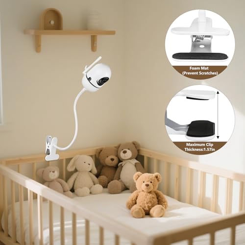 GAHOGA Baby Monitor Clip Mount for HelloBaby HB6550/HB6560/HB6148/HB6240//HB66/HB6339, ANMEATE SM935E – Adjustable Clamp Baby Camera Holder Stand, No Drilling, Flexible Mount for Cribs, Desks, and Shelves - Image 4