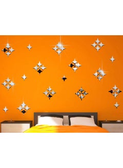 Bikri Kendra Bikri Kendra 50 Star Silver Mirror Stickers for Wall Wall Mirror Stickers 3D Acrylic Stickers Decorative Wall Stickers for Hall Room Bed Room Kitchen Living Room Kids Room 