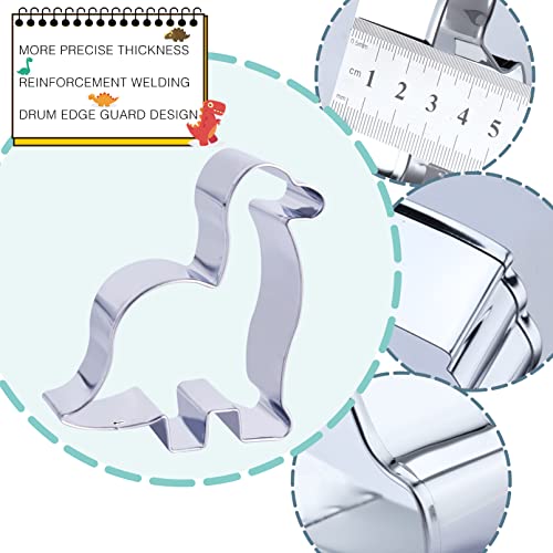 hitsuki Dinosaur Cookie Cutters,Stainless Steel Metal Fun Dino Cookie Cutter for Kids Dinosaur Pancake Molds,6 Pcs - Image 4