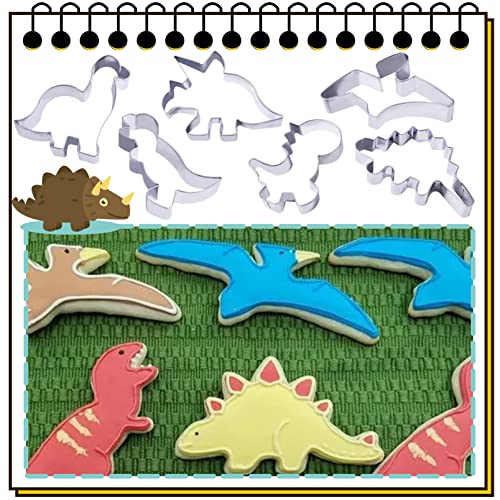 hitsuki Dinosaur Cookie Cutters,Stainless Steel Metal Fun Dino Cookie Cutter for Kids Dinosaur Pancake Molds,6 Pcs - Image 3