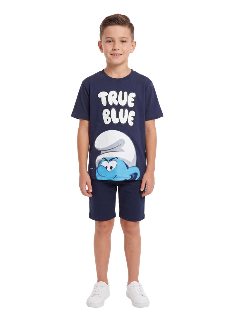 The Smurfs “True Blue” Boys Regular T-Shirt | Character Graphic Print Casual Crew Neck Cotton Tee - Image 3