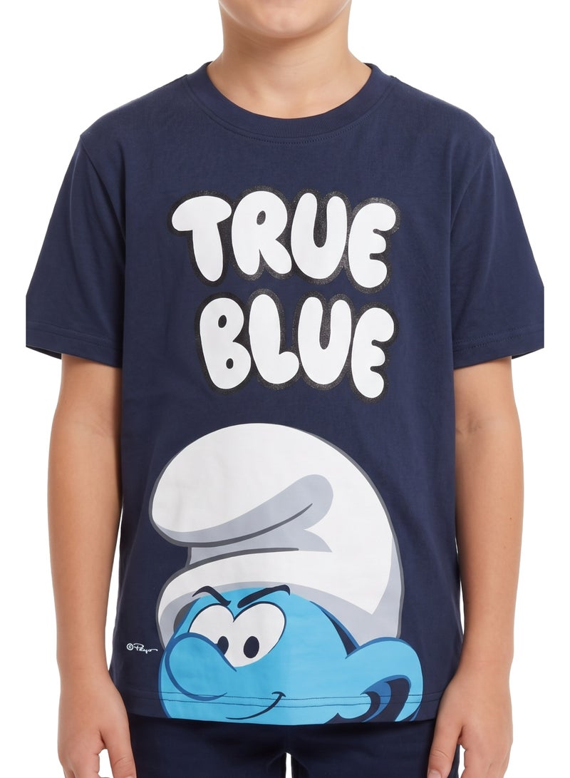 The Smurfs “True Blue” Boys Regular T-Shirt | Character Graphic Print Casual Crew Neck Cotton Tee - Image 4