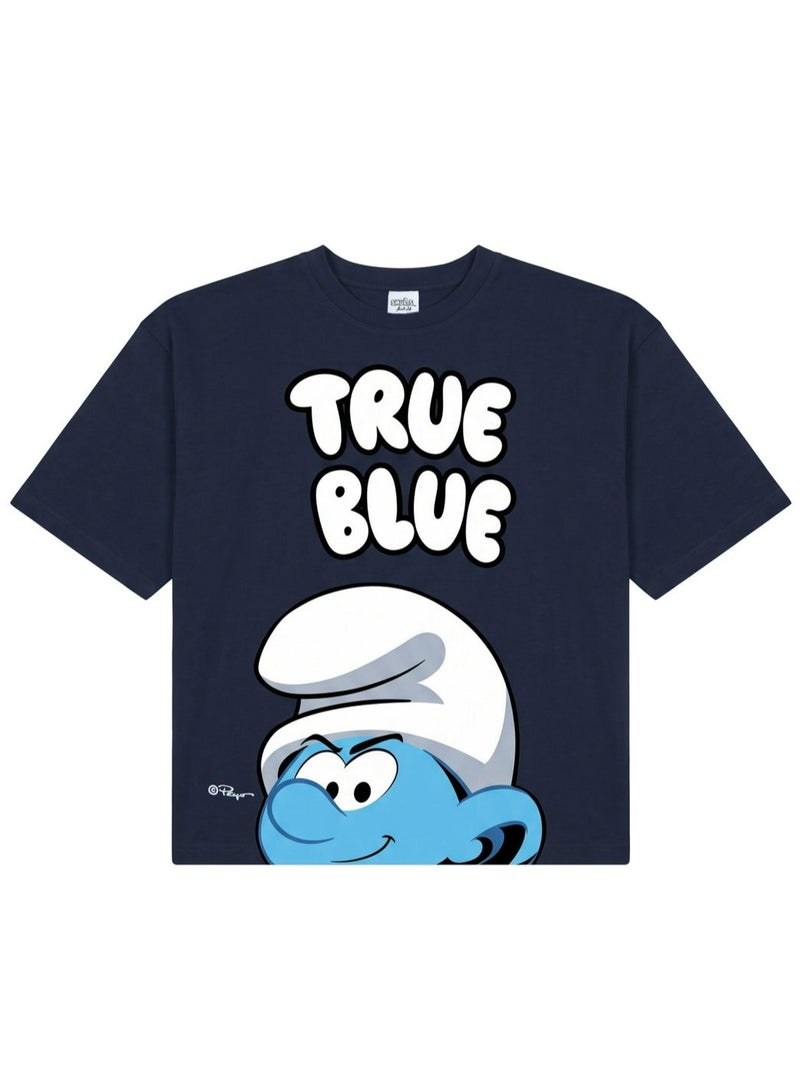 The Smurfs “True Blue” Boys Regular T-Shirt | Character Graphic Print Casual Crew Neck Cotton Tee - Image 5
