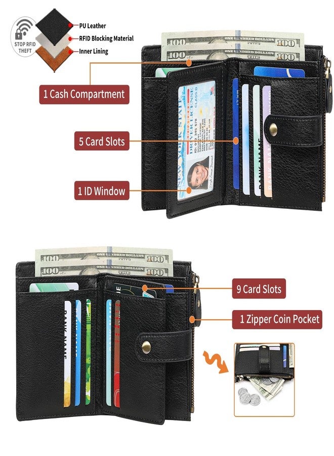 FALAN MULE Small Wallet Women RFID Blocking Bifold Card Holder with Zipper Coin Pocket - Image 3