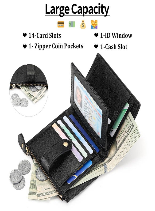 FALAN MULE Small Wallet Women RFID Blocking Bifold Card Holder with Zipper Coin Pocket - Image 2