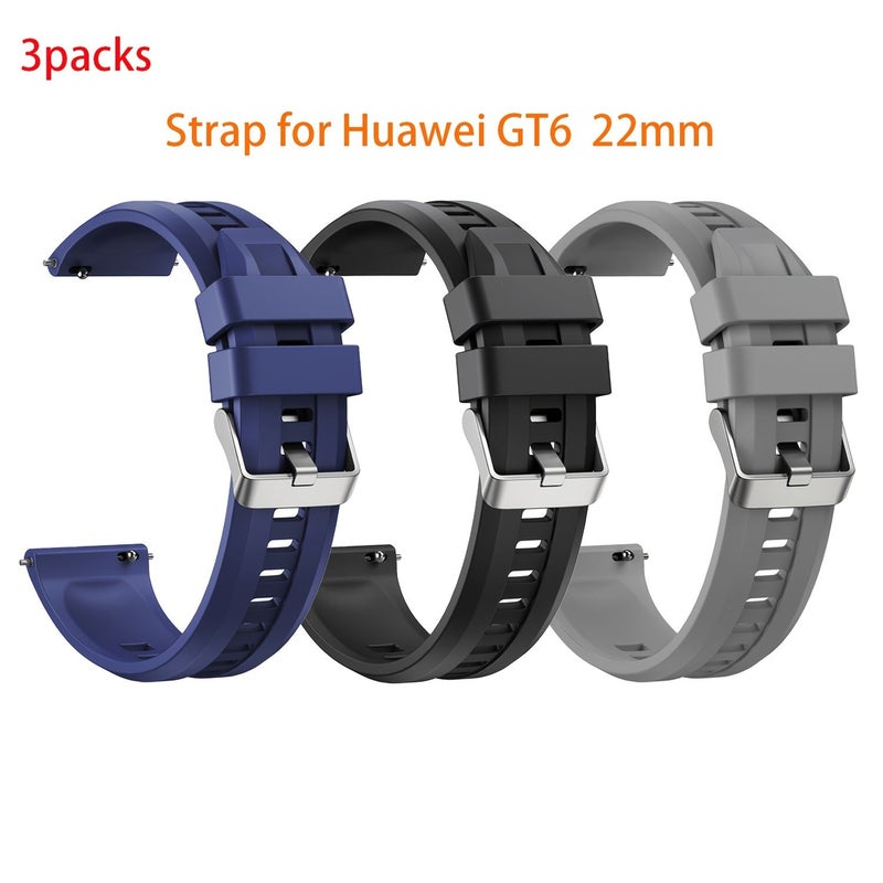 3 Pcs 22mm Watch Straps Set Wild Green Black Azure Blue - Image 1