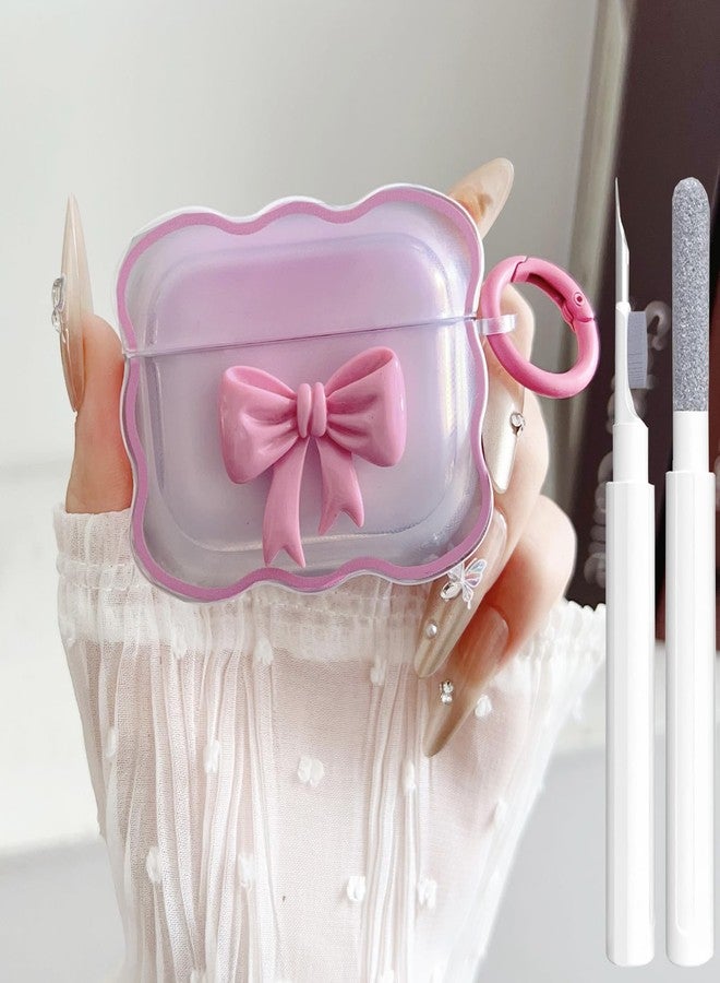 OTOPO Cute AirPods Pro 2/1 Gen Clear Case, Girly 3D Bow Design Soft TPU Protective Shockproof Kawaii Apple iPod Pro 2nd/1st Generation Cover with Cleaner Pen & Keychain Girls Women 2023/2022/2019 - Image 1