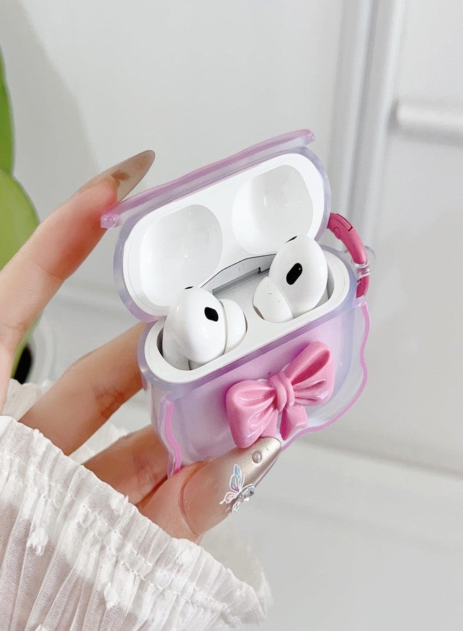OTOPO Cute AirPods Pro 2/1 Gen Clear Case, Girly 3D Bow Design Soft TPU Protective Shockproof Kawaii Apple iPod Pro 2nd/1st Generation Cover with Cleaner Pen & Keychain Girls Women 2023/2022/2019 - Image 2