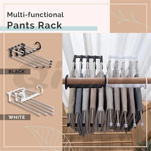 Quality Hangers 5 in 1 ABS Foldable Hangers (Pack of 1) - Multi-Purpose Clothes Hanger - Stainless Steel & ABS Plastic - Powder Coated - Multicolour - Space Saving, Foldable, Multi-Layer - Image 3