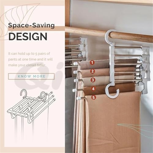 Quality Hangers 5 in 1 ABS Foldable Hangers (Pack of 1) - Multi-Purpose Clothes Hanger - Stainless Steel & ABS Plastic - Powder Coated - Multicolour - Space Saving, Foldable, Multi-Layer - Image 5