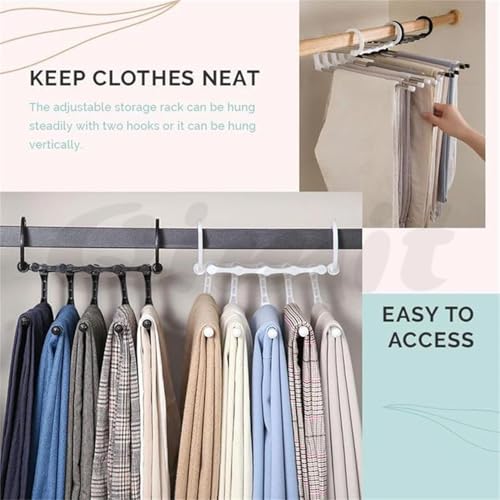Quality Hangers 5 in 1 ABS Foldable Hangers (Pack of 1) - Multi-Purpose Clothes Hanger - Stainless Steel & ABS Plastic - Powder Coated - Multicolour - Space Saving, Foldable, Multi-Layer - Image 2
