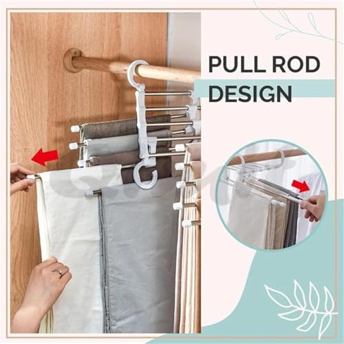 Quality Hangers 5 in 1 ABS Foldable Hangers (Pack of 1) - Multi-Purpose Clothes Hanger - Stainless Steel & ABS Plastic - Powder Coated - Multicolour - Space Saving, Foldable, Multi-Layer - Image 4