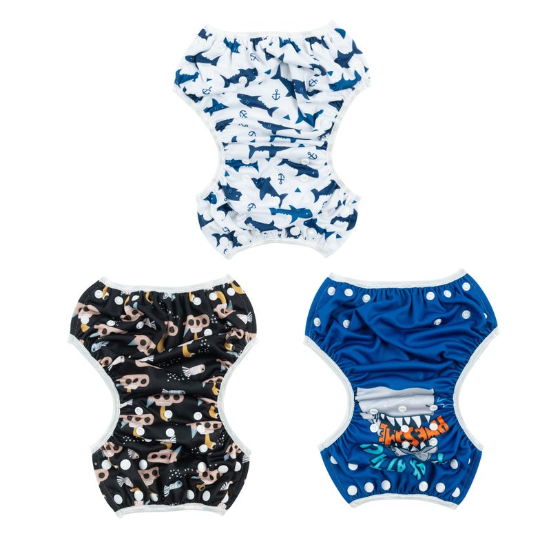 ALVABABY Large Swim Diapers Baby & Toddler Snap One Size Reusable Adjustable Baby Boy (Summer Vacation Large 3ZSWY16 - Image 3