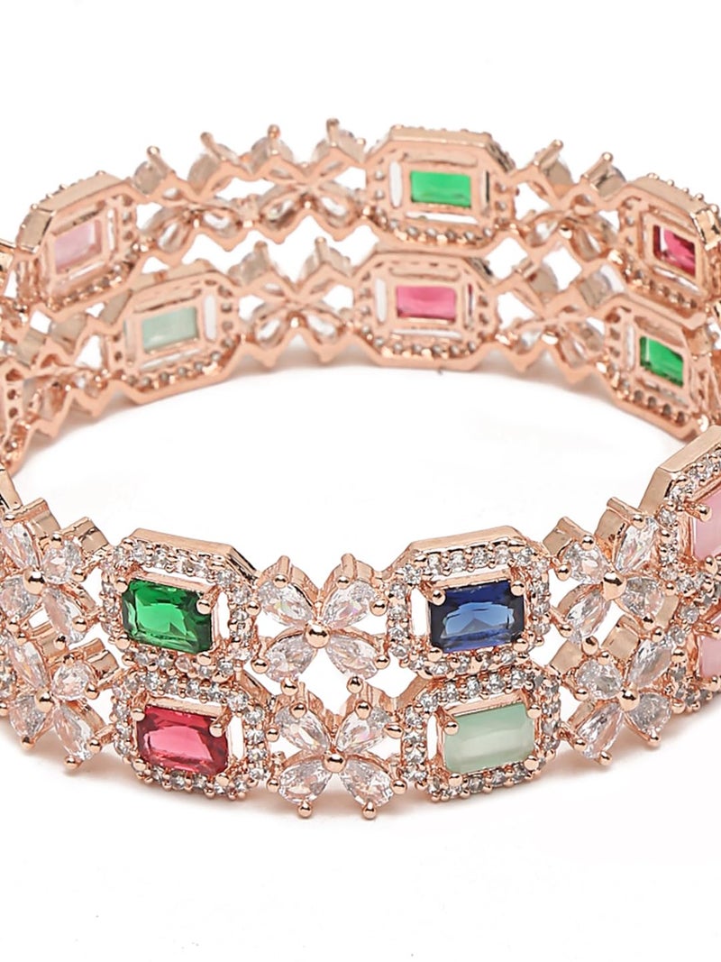 YouBella Jewellery Stylish Rose Gold Plated Multi-Color Stone Studded Bangles for Girls and Women (YBBN_91889) (Gold) (2.8) - Image 4