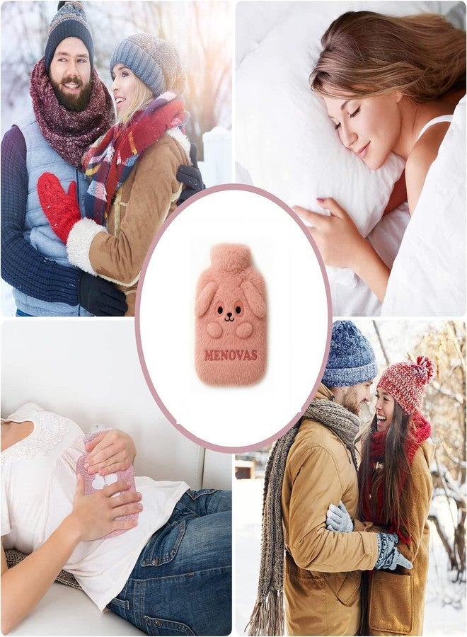 MENOVAS Cute Cartoon Hot Water Bag with Soft Plush Cover - 1000ml Reusable Rubber Bottle for Pain Relief, Cramps, Baby Warmth & Winter Comfort - Cartoon Design for Kids & Adults (Pink) - Image 5