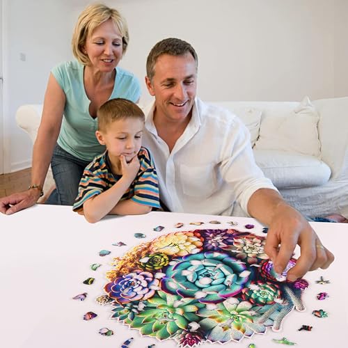 Mys Aurora Puzzles for Adults 1000 Pieces Mandala Succulent Plants Wooden Puzzles Unique Shaped Jigsaw Challenging Puzzle Gift for Family Game 234 x 226 - Image 5