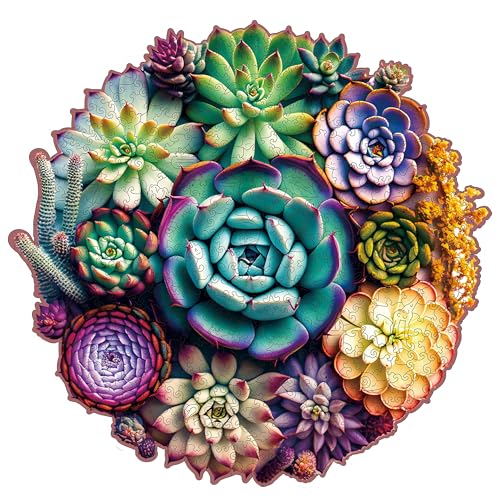 Mys Aurora Puzzles for Adults 1000 Pieces Mandala Succulent Plants Wooden Puzzles Unique Shaped Jigsaw Challenging Puzzle Gift for Family Game 234 x 226 - Image 1