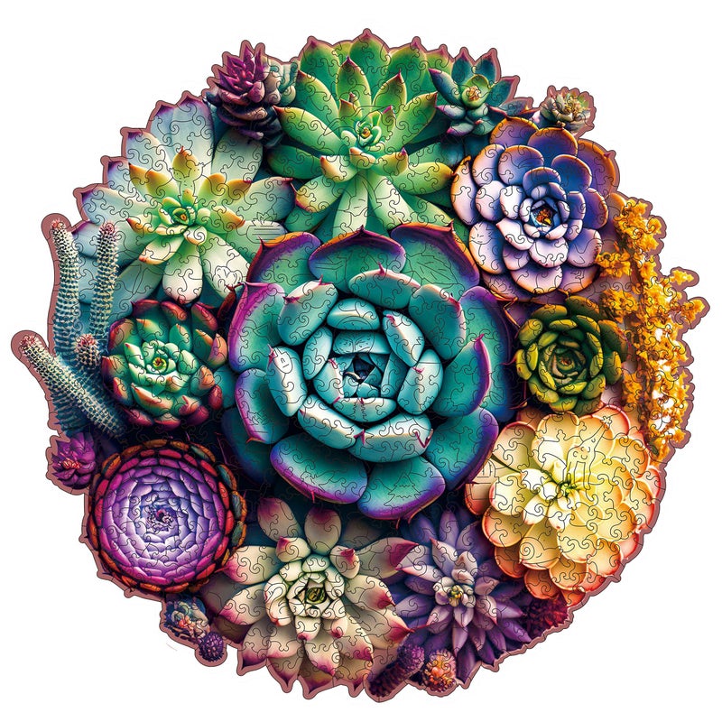 Mys Aurora Puzzles for Adults 1000 Pieces Mandala Succulent Plants Wooden Puzzles Unique Shaped Jigsaw Challenging Puzzle Gift for Family Game 234 x 226 - Image 3
