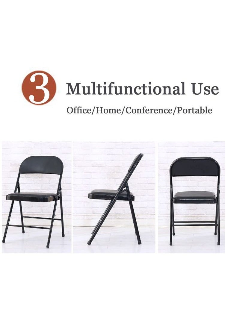 XiuWoo Folding Chair With Padded Seats Multi-Functional Portable Chair For Home Dining Office Outdoor Fishing,Black  - Image 5