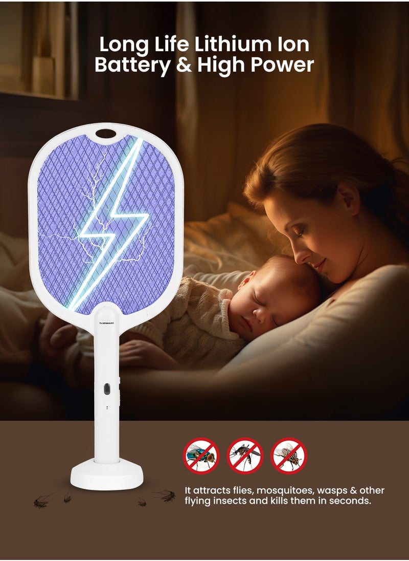 Olsenmark Olsenmark Electric Mosquito Swatter- OMBK1873, Rechargeable, Long Life Lithium Ion Battery and High Power, Charging 4-5 Hours, Insect Bat with UV Light, Perfect for Bedroom, Kids Room, Kitchen  - Image 1