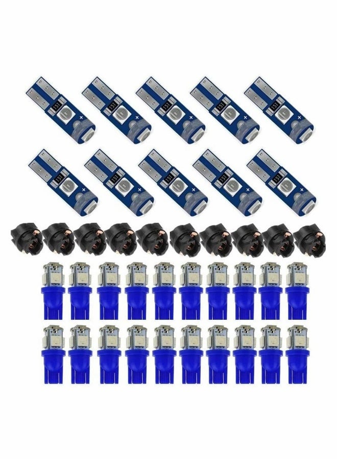 MUNTAQI 20 Pack Replacement Led Bulb Dash Lights 3SMD Super Bright T5 2721 37 286 Wedge PC74 Twist Socket Automotive Instrument Panel Gauge Light Kits Cluster Shift Indicator Interior Bulbs - Image 1