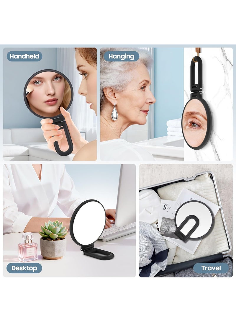 Darvana 40X Magnifying Hand Mirror for Makeup,Double Sided 1X/40X Portable Folding Travel Mirror with 360 Degree Rotation for Desktop and Bathroom Use,Frosted Black,5.5-Inch - Image 5