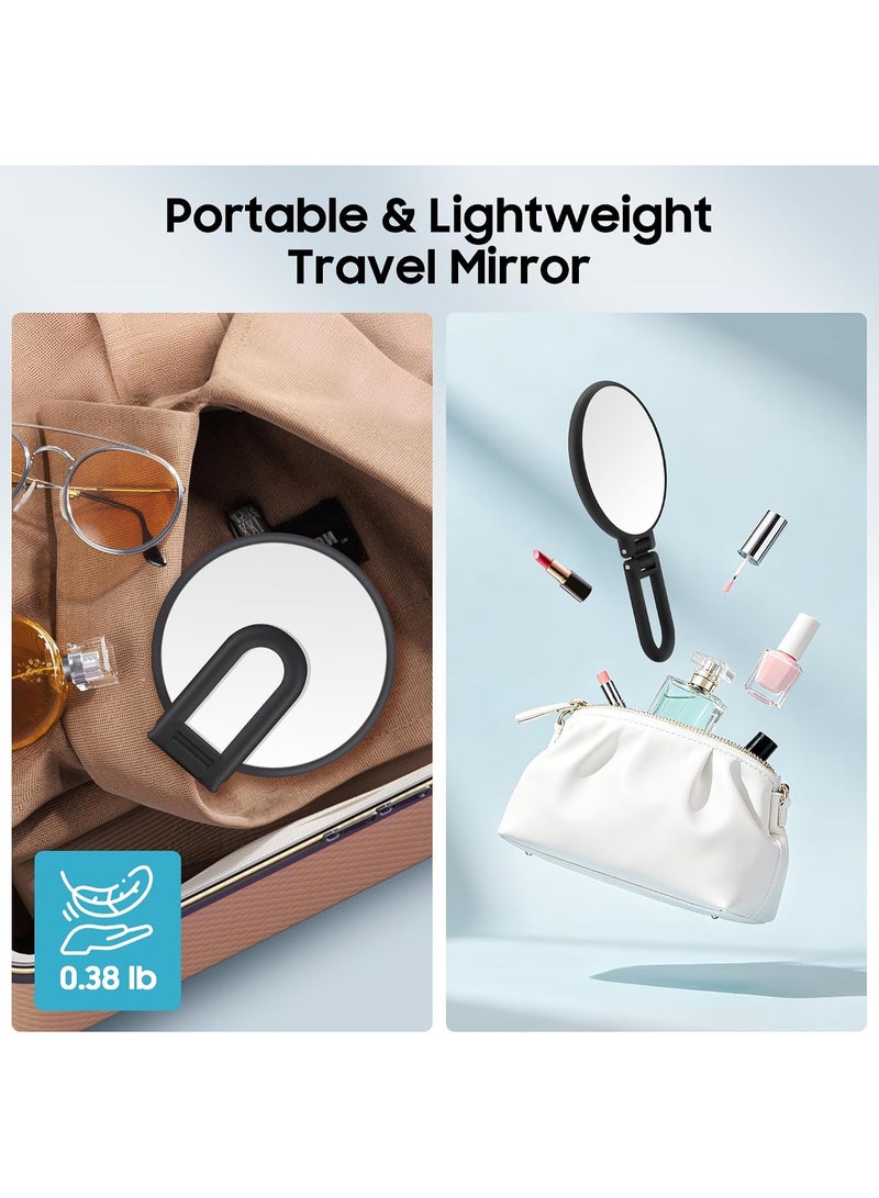 Darvana 40X Magnifying Hand Mirror for Makeup,Double Sided 1X/40X Portable Folding Travel Mirror with 360 Degree Rotation for Desktop and Bathroom Use,Frosted Black,5.5-Inch - Image 4
