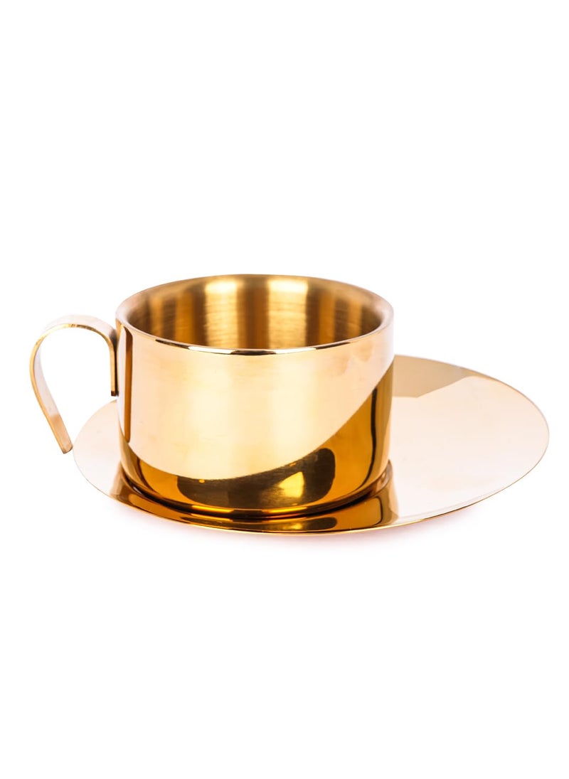 KCL KCL Gold PVD Coating First Impression Brass Double Wall Cup and Saucer Set 150ml  - Image 1