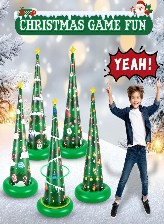 HAIMST Christmas Games, 5 Pack Inflatable Ring Toss Game with 10 Plastic Rings Air Pump, Christmas Party Games for Kids Adults Family Indoor Outdoor Play - Image 3