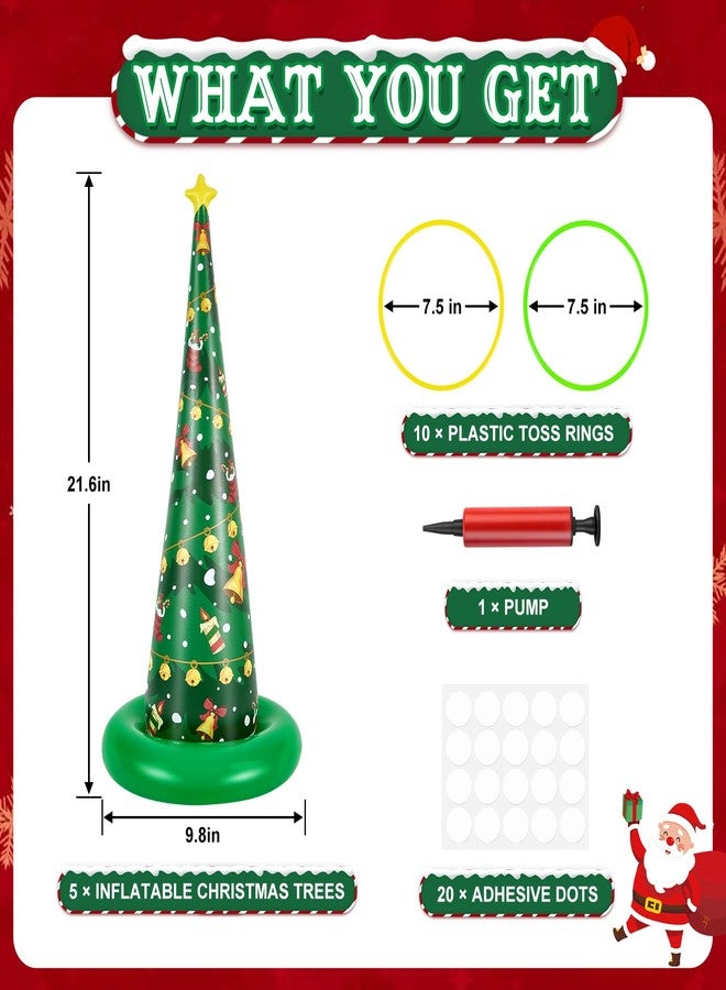 HAIMST Christmas Games, 5 Pack Inflatable Ring Toss Game with 10 Plastic Rings Air Pump, Christmas Party Games for Kids Adults Family Indoor Outdoor Play - Image 4