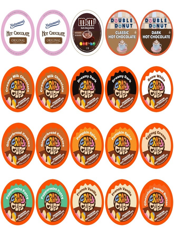 Perfect Samplers مجموعة متنوعة من كبسولات الشوكولاتة الساخنة من بيرفكت سامبلرز، أكواب فردية للتقديم من الكاكاو الساخن لماكينات تحضير القهوة كيوريج كيه كاب، 20 كبسولة - Image 1