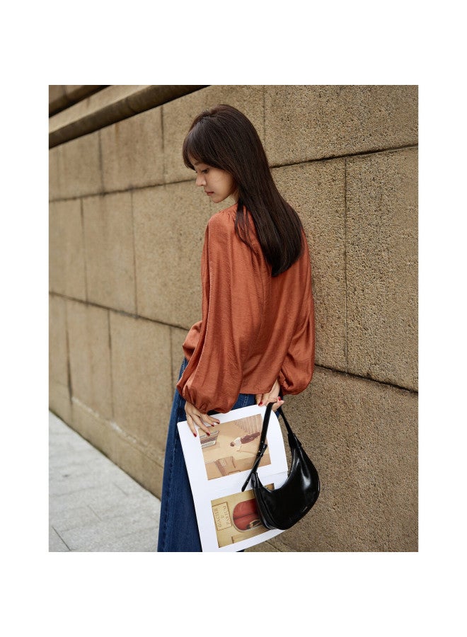 Mt Spring Korean Style Light And Thin Round Neck Batwing Sleeve Loose Fit Shirt, Good For Hiding Flesh, Easy To Match Women's Blouse - Image 3