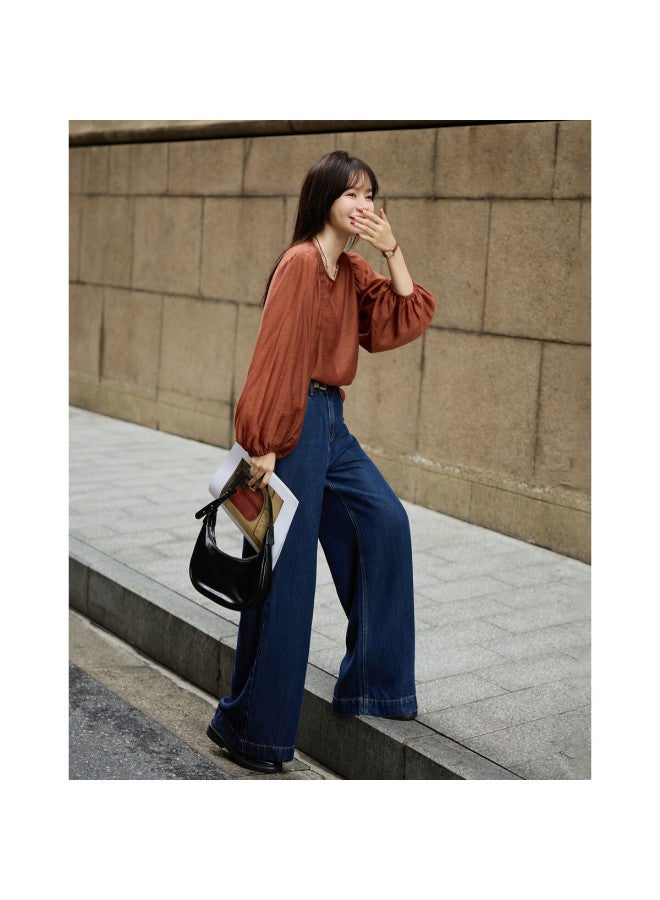 Mt Spring Korean Style Light And Thin Round Neck Batwing Sleeve Loose Fit Shirt, Good For Hiding Flesh, Easy To Match Women's Blouse - Image 1