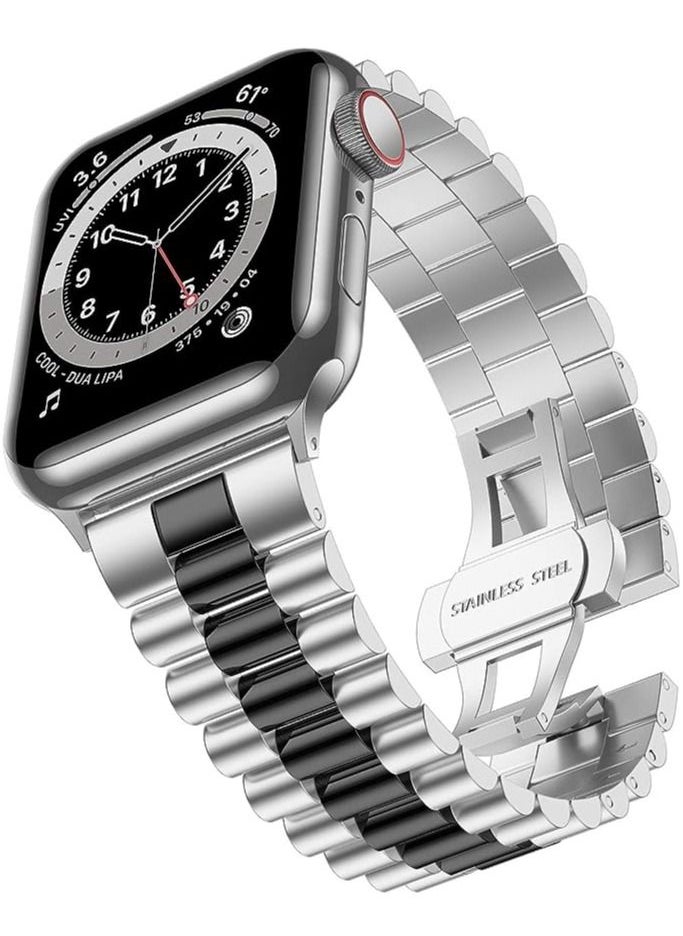 ELTRAZONE - Replacement Band Compatible with Apple Watch 45mm Stainless Steel Solid Strap Metal Bracelet for Apple Watch Series 7/ - Image 1