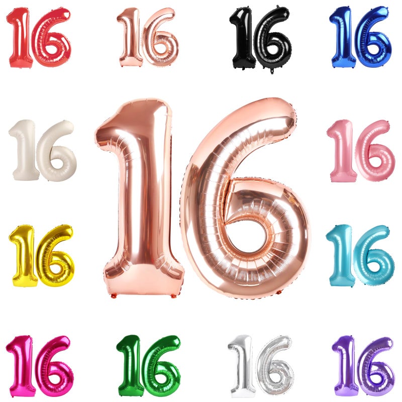IWERP 16 Balloon Number Rose Gold Number 16th Birthday Balloons 40 Inch Sweet 16 Years Old Rose Gold Birthday Decorations for Boys Girls 16th Anniversary Decorations - Image 3