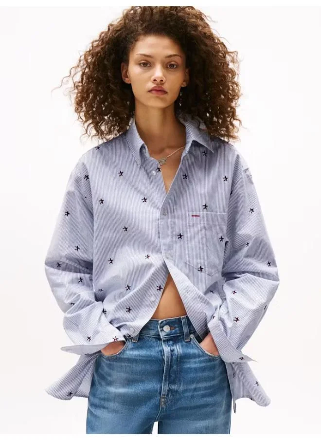 تومي جينز Tommy Girl Embroidered Button Down Shirt