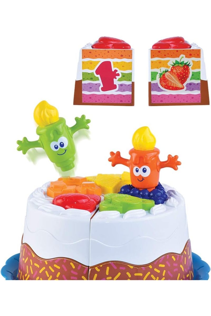 Little Learners Match N Stack Birthday Cake Toy for Toddlers Colorful Pretend Play Cake with Stackable Pieces and Shape Matching Early Learning Set - Image 3