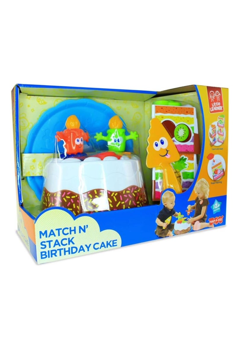 Little Learners Match N Stack Birthday Cake Toy for Toddlers Colorful Pretend Play Cake with Stackable Pieces and Shape Matching Early Learning Set - Image 2