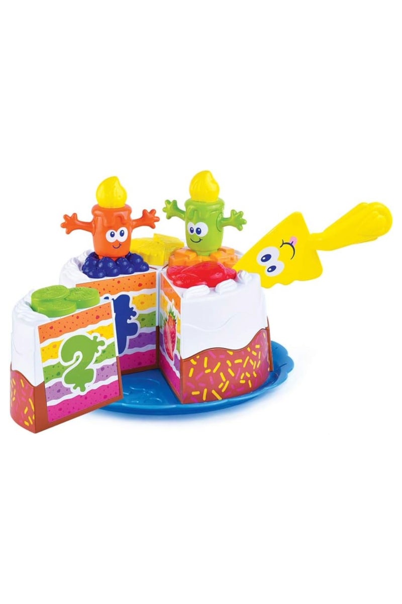 Little Learners Match N Stack Birthday Cake Toy for Toddlers Colorful Pretend Play Cake with Stackable Pieces and Shape Matching Early Learning Set - Image 1