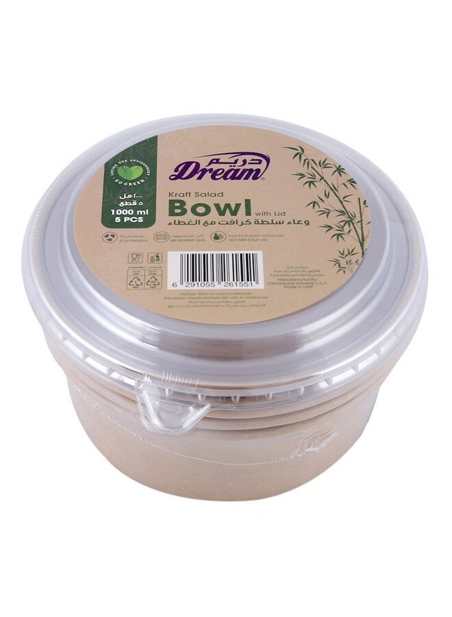 DreamKraft وعاء "دريم كرافت" (Dream Kraft) مع غطاء، سعة 1000 مل - طقم من 5 قطع - Image 1