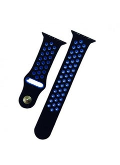 Generic Stylish Sports 44/45mm Sport Breathable Silicone Watch Band Strap For Apple Watch Adjustable Braided Series Nike+ Sports Edition - Black-BLUE 