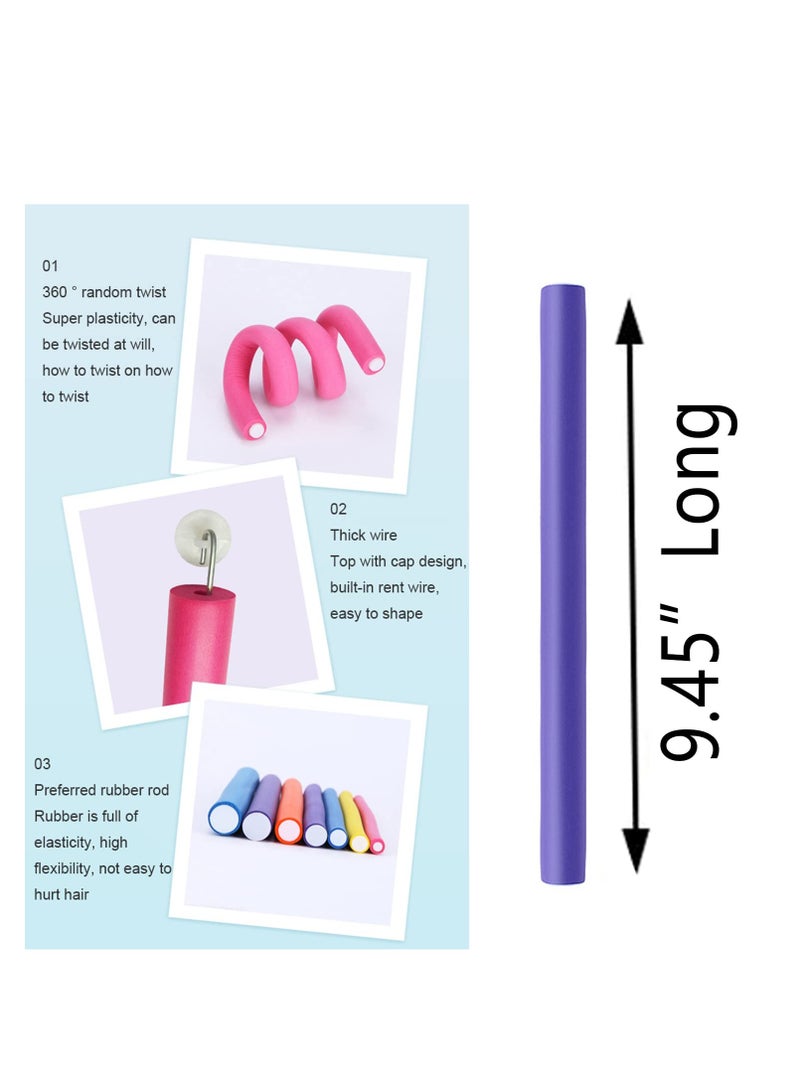 Fiewmay (3 in 1) Pack 24 pcs Flexi Soft Hair Curler Rollers Curling Rods with Hair Dryer Bonnet Attachment and 4 Hair Styling Clips (Hair Rollers + Purple Drying Hood) - Image 3