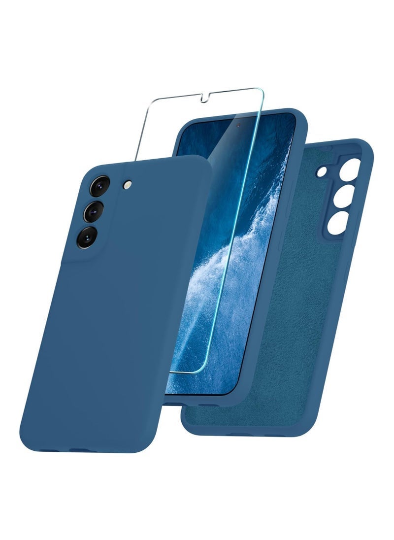 MUNTAQI Samsung Galaxy S22 Plus Case | Soft Silicone Phone Case with 1 Screen Protector | Anti-Scratch Microfiber Lining | Full Body Shockproof Slim Cover | Wireless Charging Compatible | Durable and Stylish Navy Blue Protective Case for Samsung Galaxy S22+ - Image 1