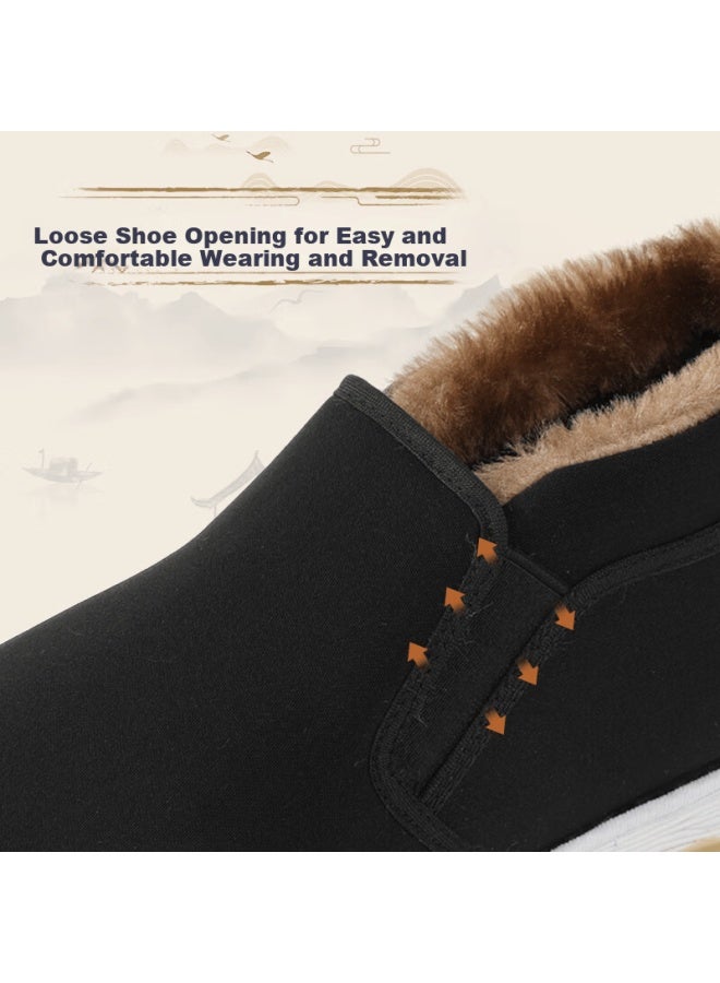 Footoppo Old Beijing Cloth Shoes Men Winter Fleece-lined Beef Tendon Sole Traditional Cotton Shoes Soft Sole Non-slip Warm Elderly Cotton Shoes - Image 3