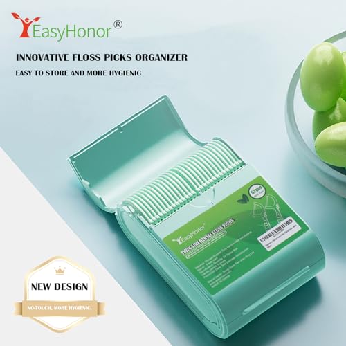 EasyHonor Dental Floss Picks,Twin-Line Mint Flavor Dental Flossers, Dual Action Flossing System, Easy Carry and Pick, 156 Count Floss Sticks in 3 Portable case.(Green, Mint) - Image 4