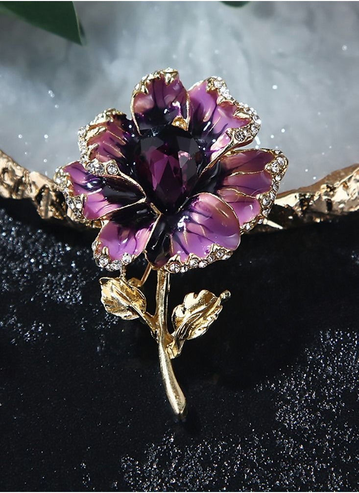Excefore - Flower Brooch Pin for Women, 3Pieces Fashion Plant Accessory with Rhinestone Crystal Wedding Party Gifts - Image 1