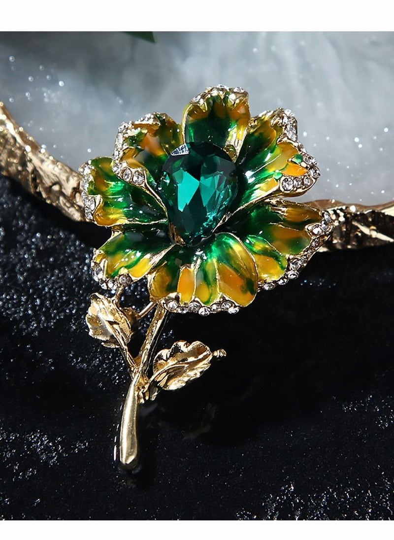 Excefore - Flower Brooch Pin for Women, 3Pieces Fashion Plant Accessory with Rhinestone Crystal Wedding Party Gifts - Image 1